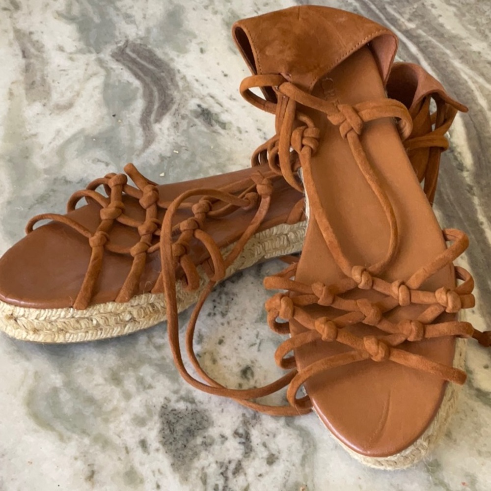NWT J.Crew suede ankle tie braided sandals